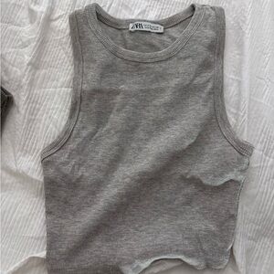 Zara Heather Gray Ribbed Tank Top